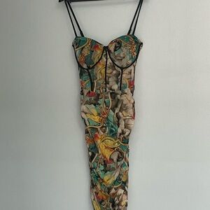 Elegant Multicolor Printed Dress